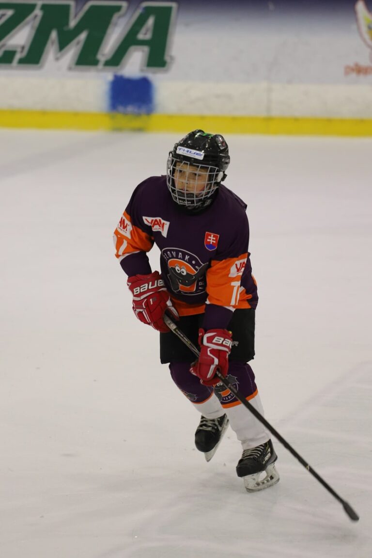 Hokejista Ráček Michal čaká na prihrávku